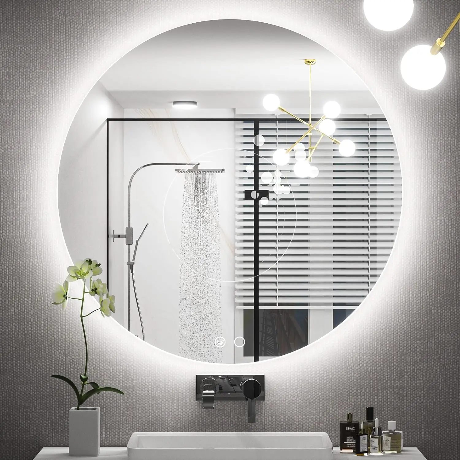 28 Inch Round LED Mirror Backlit, Round Bathroom Mirror with Lights, 3 Color Temperature, UL Listed LED Driver, HD Tempered Glass, Dimmable Defogging, Circle Lighted Vanity Mirrors for Wall
28 Inch Round LED Mirror Backlit, Round Bathroom Mirror with Lights, 3 Color Temperature, UL Listed LED Driver, HD Tempered Glass, Dimmable Defogging, Circle Lighted Vanity Mirrors for Wall