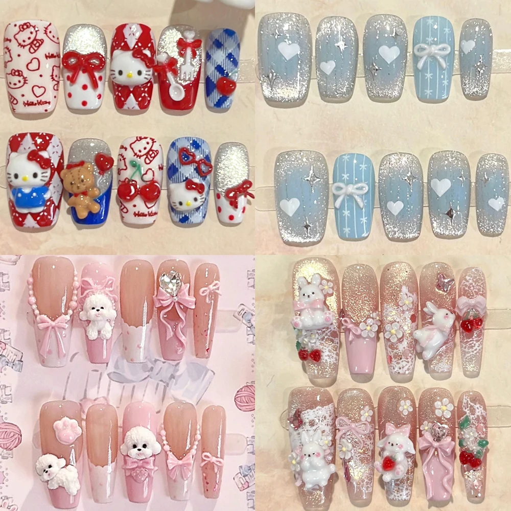 Cute Cartoon Long Coffin Handmade Nail Party Sticker Kawaii 3D Hello Kitty Dog Rabbit Bowknot Rhinestone Reusable Fake Nail
Cute Cartoon Long Coffin Handmade Nail Party Sticker Kawaii 3D Hello Kitty Dog Rabbit Bowknot Rhinestone Reusable Fake Nail