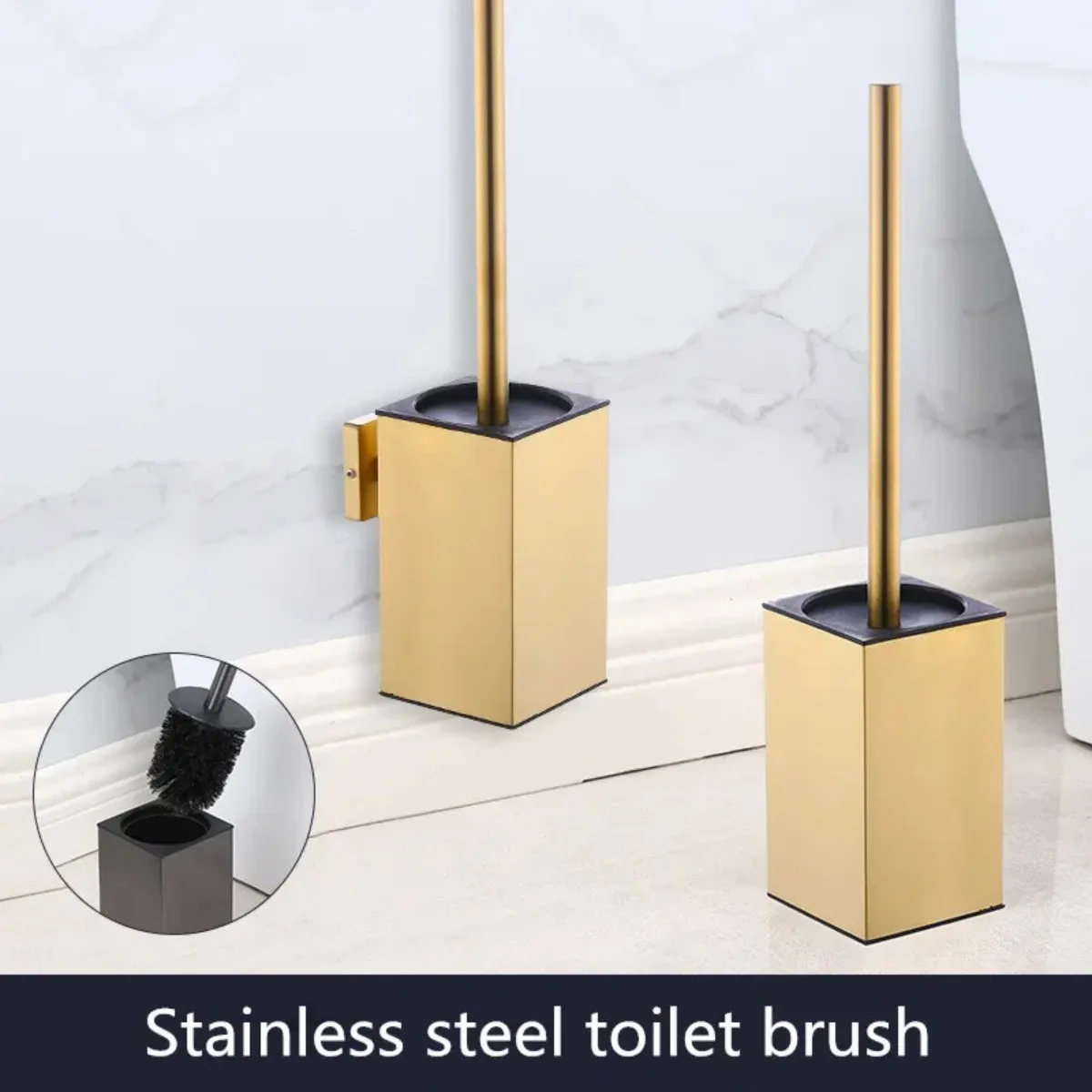 Wall Mounted Toilet Brush Holder Stainless Steel Bathroom Brush Storage Space Saving Rustproof Bathroom Organizer Black Gold
Wall Mounted Toilet Brush Holder Stainless Steel Bathroom Brush Storage Space Saving Rustproof Bathroom Organizer Black Gold
