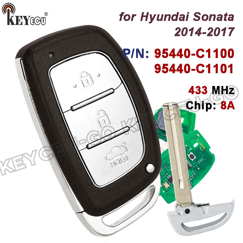 KEYECU 433MHz 8A Chip P/N: 95440-C1101 95440-C1100NNA for Hyundai Sonata 2014 2015 2016 2017 Smart Keyless Remote Car Key Fob
KEYECU 433MHz 8A Chip P/N: 95440-C1101 95440-C1100NNA for Hyundai Sonata 2014 2015 2016 2017 Smart Keyless Remote Car Key Fob