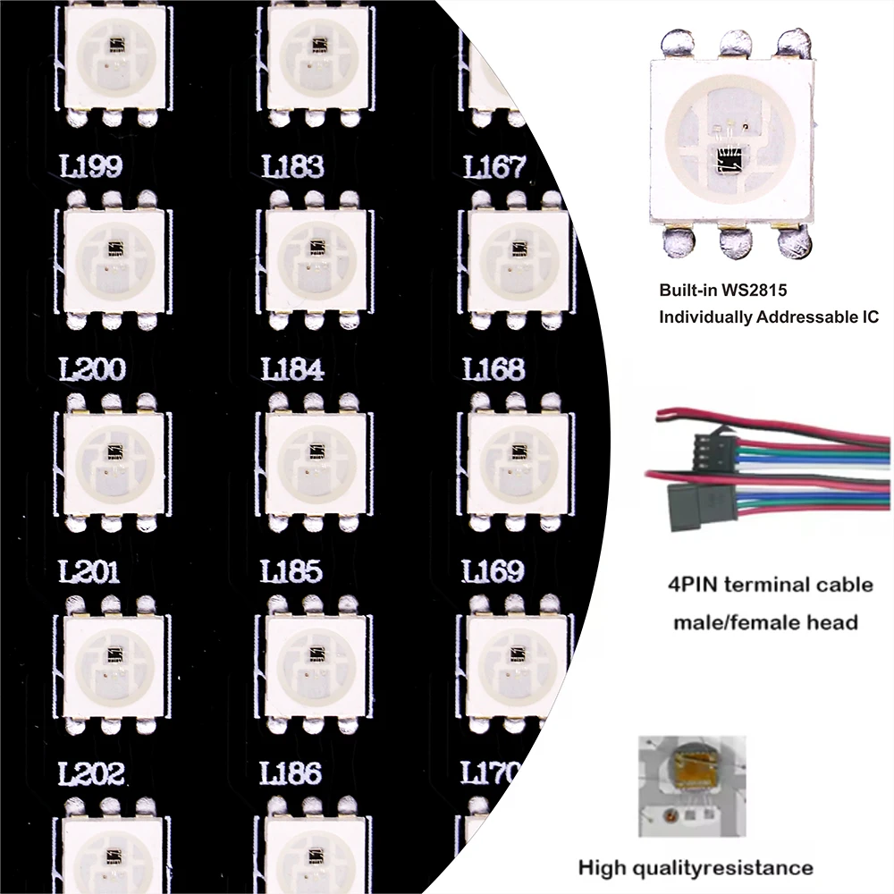 WS2815 LED Pixel Panel 12V Individually Addressable LProgrammable Full Color WS2815 LED Pixel Flexible 4pin 16x16 8x32 LED Light
WS2815 LED Pixel Panel 12V Individually Addressable LProgrammable Full Color WS2815 LED Pixel Flexible 4pin 16x16 8x32 LED Light