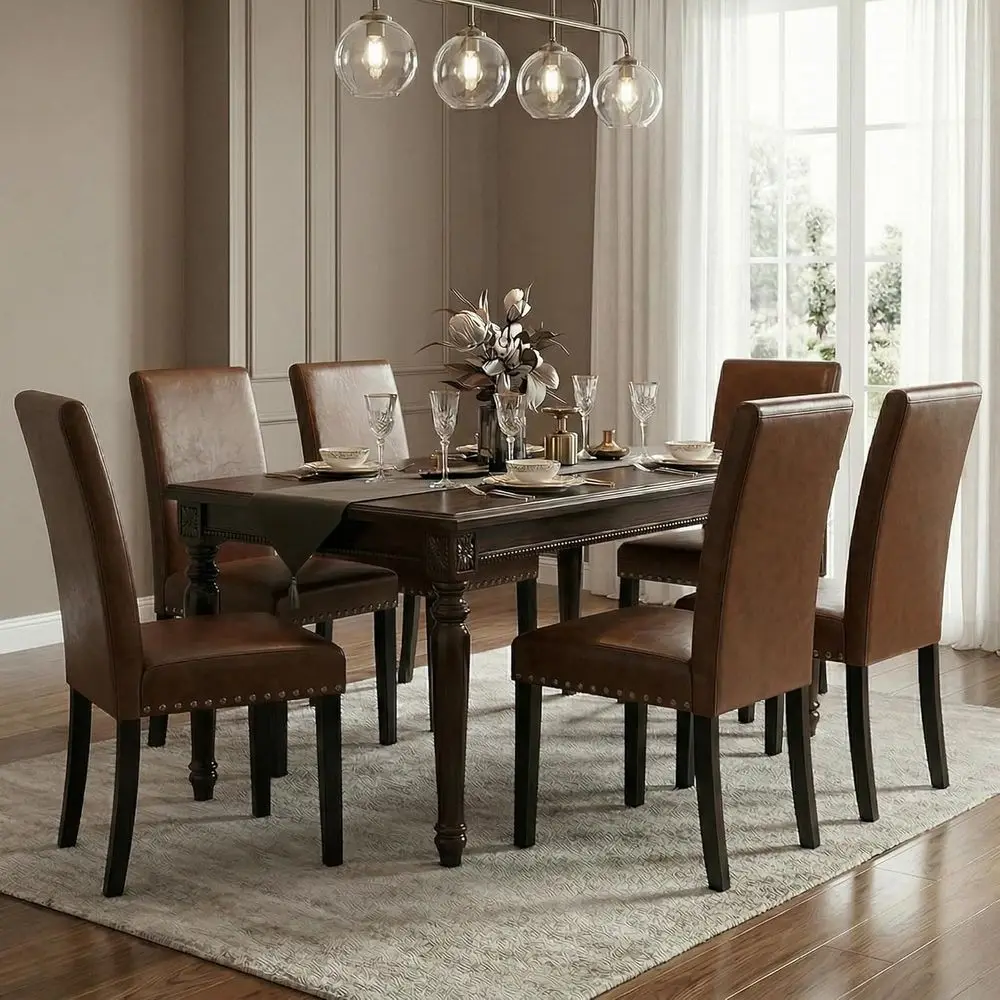 Dining Chairs Set o 6, ern Dining Room Chair,Upholstered Pu Leather Kitchen Chair with Vintage Copper Nail or Restaurant & Cae(B
Dining Chairs Set o 6, ern Dining Room Chair,Upholstered Pu Leather Kitchen Chair with Vintage Copper Nail or Restaurant & Cae(B