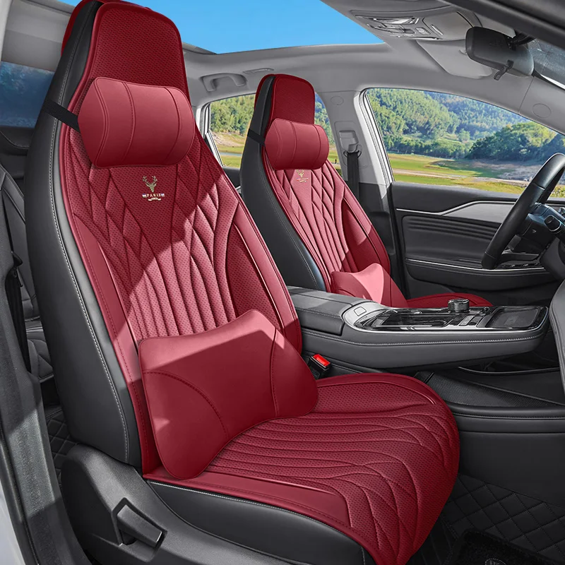Front Single Seat, Luxurious Nappa Leather Integrated Car Seat Cover, Universal Fit, Soft and Comfortable to Sit On, Suitable for All Seasons, Does Not Shift Easily, 3D Side Support, Paired with Luxurious Comfortable Headrest and Lumbar Support, Enhances
Front Single Seat, Luxurious Nappa Leather Integrated Car Seat Cover, Universal Fit, Soft and Comfortable to Sit On, Suitable for All Seasons, Does Not Shift Easily, 3D Side Support, Paired with Luxurious Comfortable Headrest and Lumbar Support, Enhances