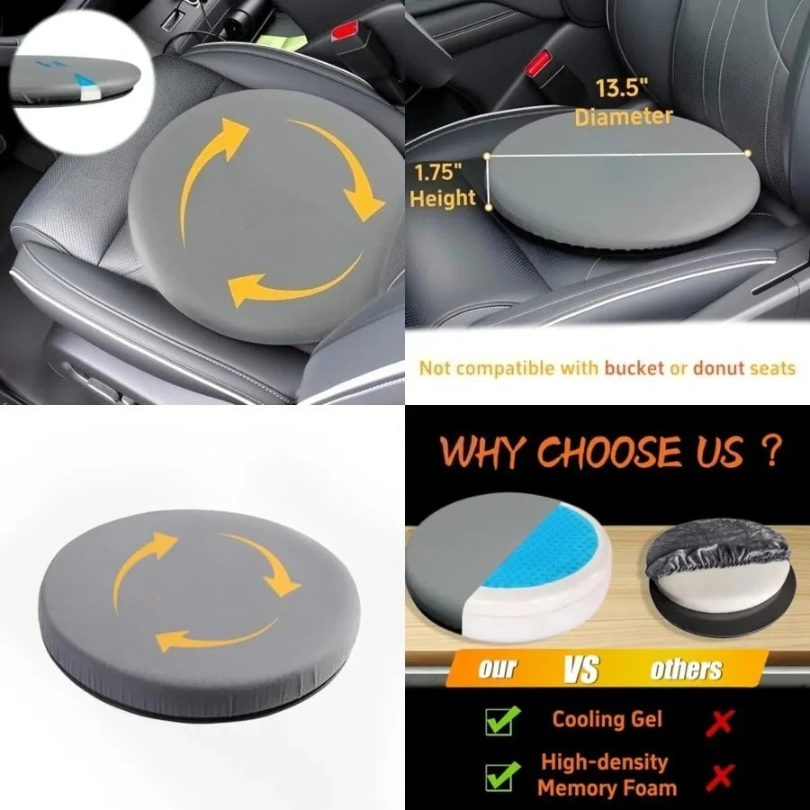 Deluxe Gel Swivel Seat Cushion with Supportive Memory Foam 360 Degrees Rotating Seat Cushion for Home,Stool Chair,Office (Dark Gray, 13.5 * 13.5 * 1.75 inches)
Deluxe Gel Swivel Seat Cushion with Supportive Memory Foam 360 Degrees Rotating Seat Cushion for Home,Stool Chair,Office (Dark Gray, 13.5 * 13.5 * 1.75 inches)