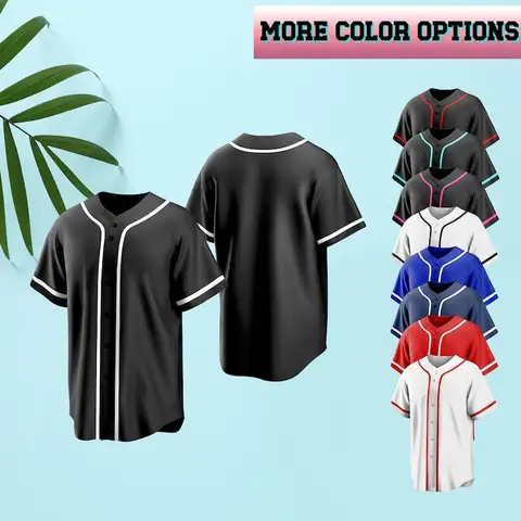 Blank Baseball Jersey Button Down Shirts For Men Women Kids Plain Casual Short Sleeve Sports Uniforms Classic Baseball Team