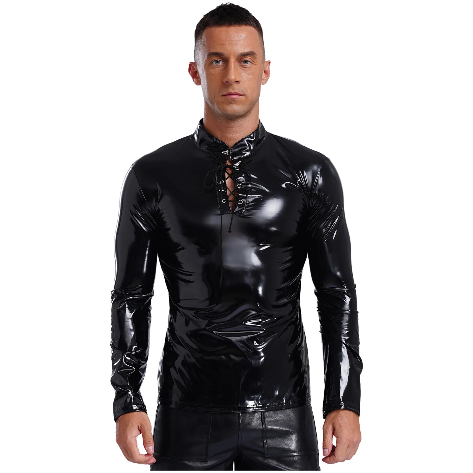 Men's PU Leather Slim Fit Shirt Top Long Sleeve Lace-up Wet Look Pullover Top Stylish Motor Cycling Biker Party Wear Jackets
Men's PU Leather Slim Fit Shirt Top Long Sleeve Lace-up Wet Look Pullover Top Stylish Motor Cycling Biker Party Wear Jackets