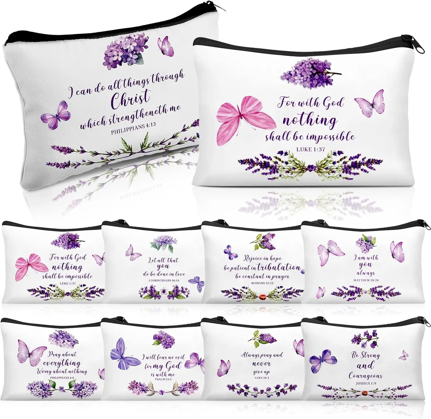 10 Pcs Christian Mother's Day Bible Verse Makeup Bags Canvas Cosmetic Pouches Religious Gifts for Women
10 Pcs Christian Mother's Day Bible Verse Makeup Bags Canvas Cosmetic Pouches Religious Gifts for Women