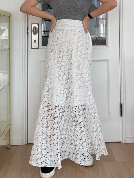 White Lace Hollow out f Skirt Women's Gentle Sle Versatile Mid-Length High Waist Fi Tail Skirt Faionable Spring 2025
White Lace Hollow out f Skirt Women's Gentle Sle Versatile Mid-Length High Waist Fi Tail Skirt Faionable Spring 2025