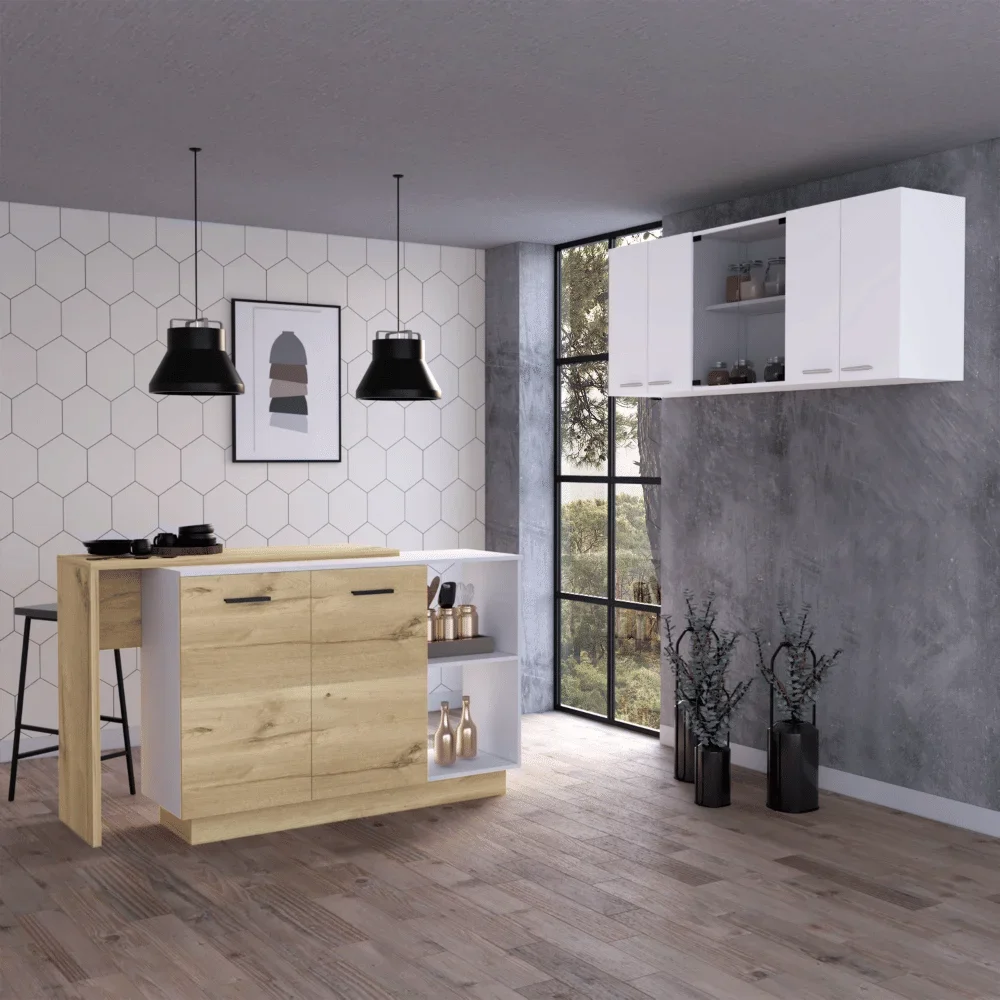 2 Piece Kitchen Set, Kitchen Island + Upper Wall Cabinet Kitchen Set, TsTwo Glass Doors Provide A Clear View of Your Stored Item
2 Piece Kitchen Set, Kitchen Island + Upper Wall Cabinet Kitchen Set, TsTwo Glass Doors Provide A Clear View of Your Stored Item