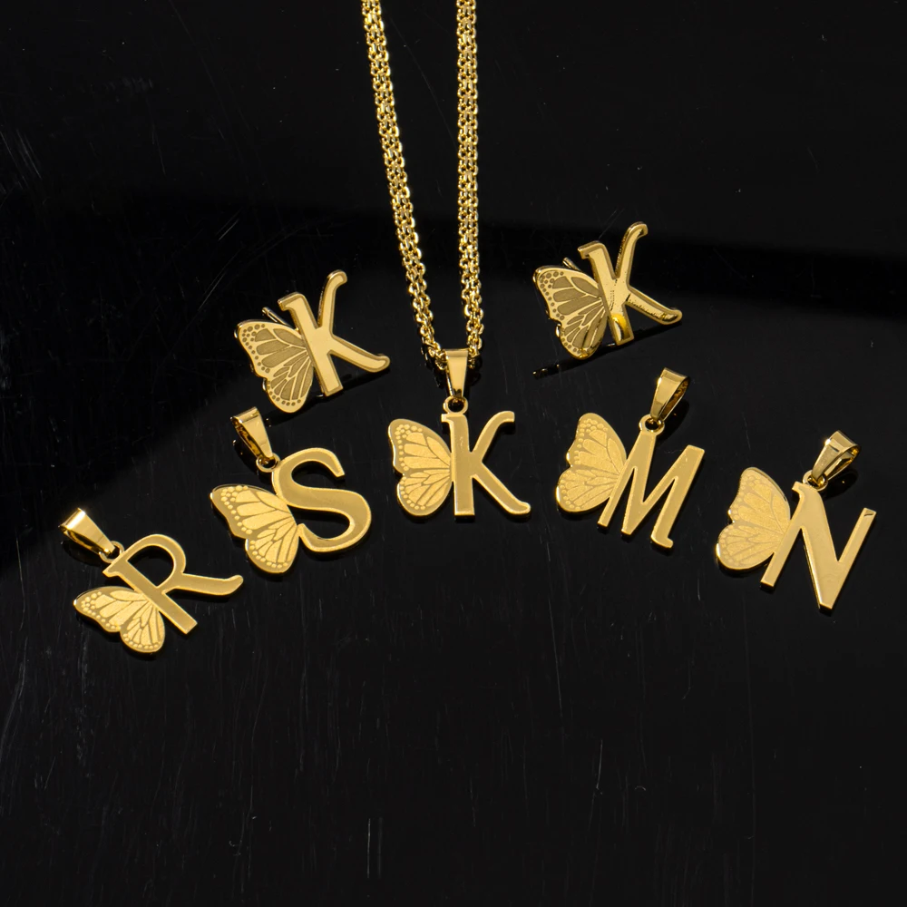 Stainless Steel Alphabet Butterfly Necklace & Earrings Stud Set for Women Jewelry Gift For Party Women's Day Mother's Day
Stainless Steel Alphabet Butterfly Necklace & Earrings Stud Set for Women Jewelry Gift For Party Women's Day Mother's Day