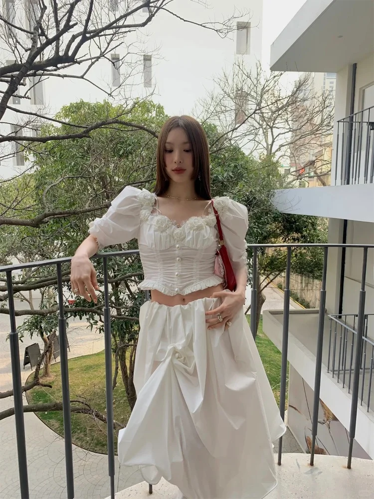 Ele Victoria Era 3D Rose Flower Pearl Button Pleated Waist Cinching Court Top by 6JONIbyBEB Women's Commute Sle irt
Ele Victoria Era 3D Rose Flower Pearl Button Pleated Waist Cinching Court Top by 6JONIbyBEB Women's Commute Sle irt