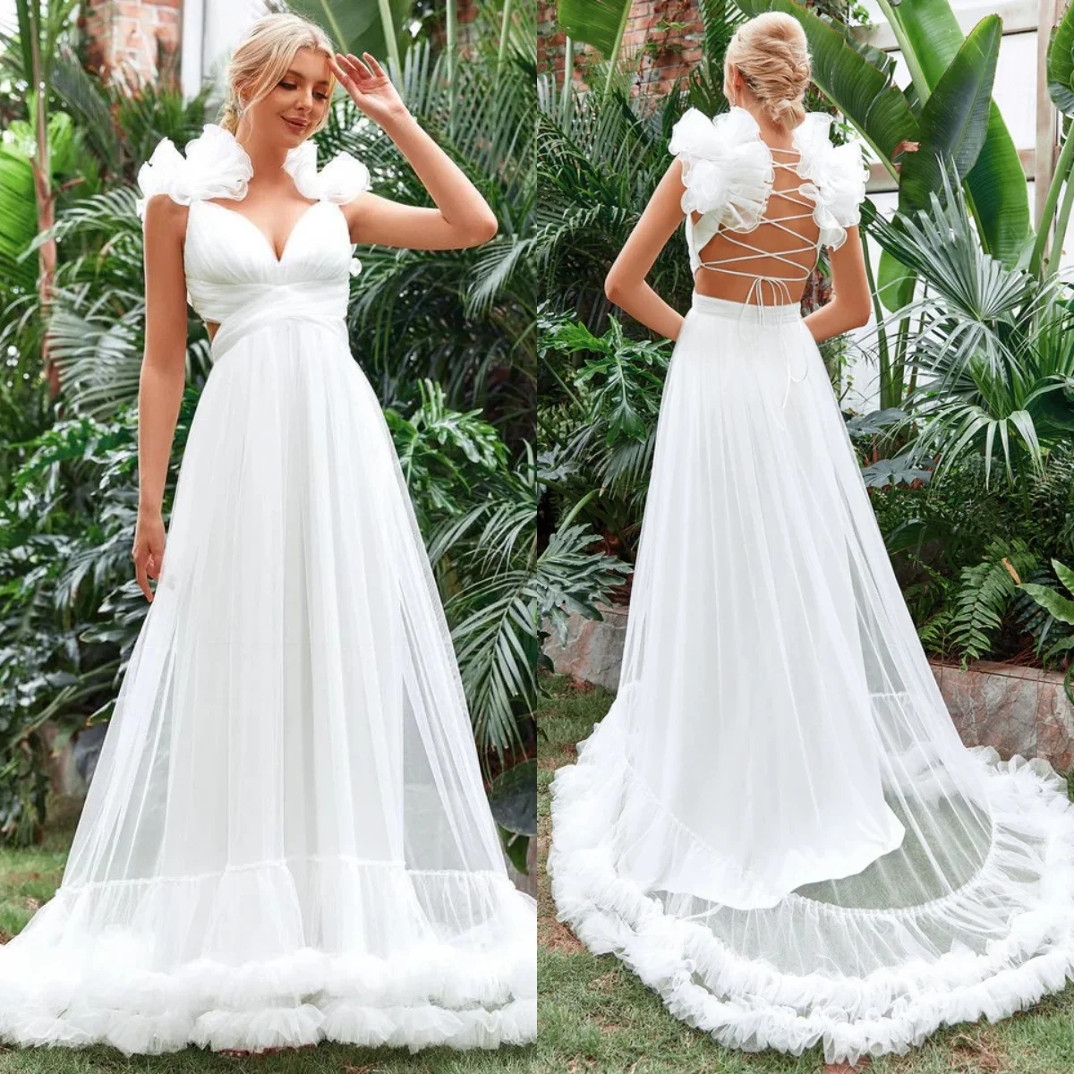 White Tulle Prom Dresses Sexy V Neck Evening Gowns Fashion Ruched Girls Photoshoot Dress Formal Criss Cross Vestido de Fiesta
White Tulle Prom Dresses Sexy V Neck Evening Gowns Fashion Ruched Girls Photoshoot Dress Formal Criss Cross Vestido de Fiesta