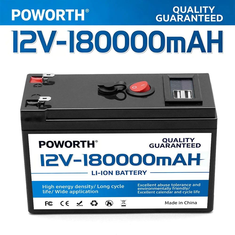 High-Capacity LiFePO4 Battery 12V 180000mAH with Built-in BMS - Solution for Solar Panels, Motorhomes, Yachts & Backup Power
High-Capacity LiFePO4 Battery 12V 180000mAH with Built-in BMS - Solution for Solar Panels, Motorhomes, Yachts & Backup Power