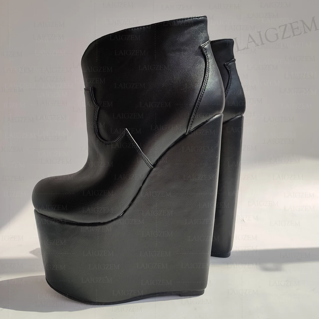DOHBANER Women Ankle Boots Pull Up Platform 20CM Wedges High Heels Faux Leather Ladies Boots Shoes Woman Big Size 41 43 45 46 48
DOHBANER Women Ankle Boots Pull Up Platform 20CM Wedges High Heels Faux Leather Ladies Boots Shoes Woman Big Size 41 43 45 46 48