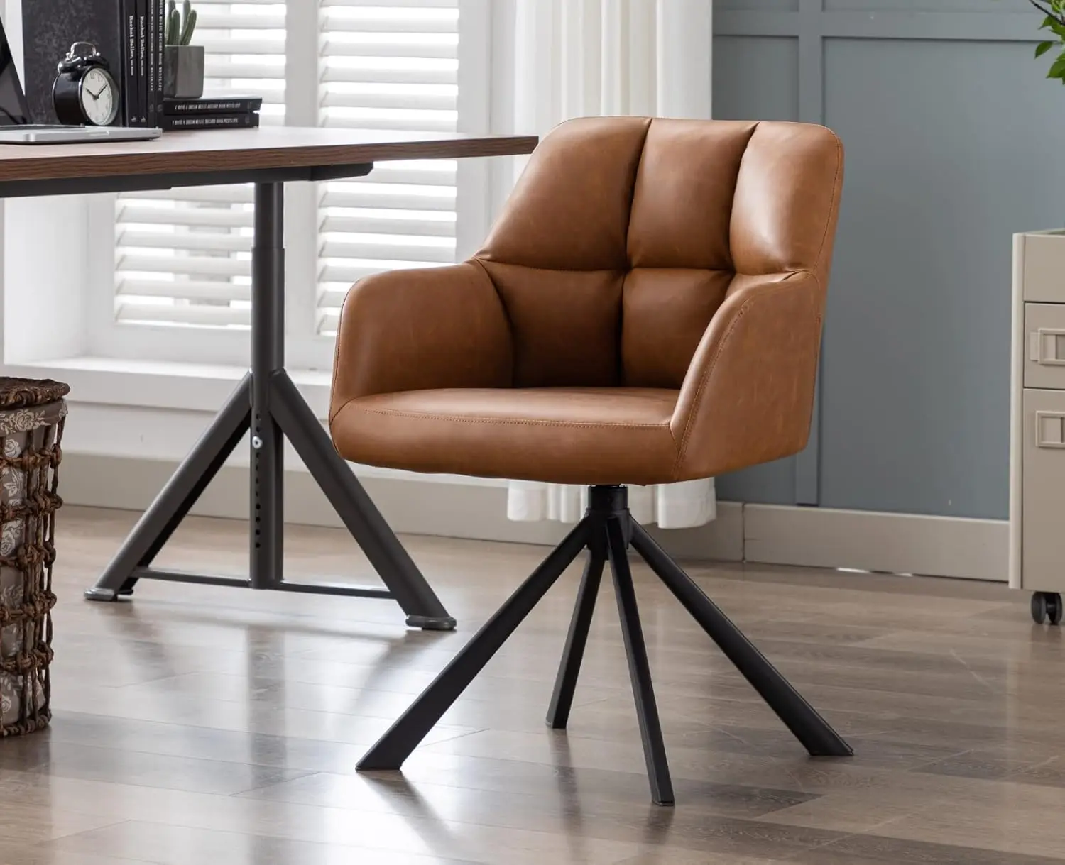 Comfy PU Leather Desk Chair No Wheels Swivel Mid Back Arm Chair Living Room Bedroom Home Office, Customized
Comfy PU Leather Desk Chair No Wheels Swivel Mid Back Arm Chair Living Room Bedroom Home Office, Customized