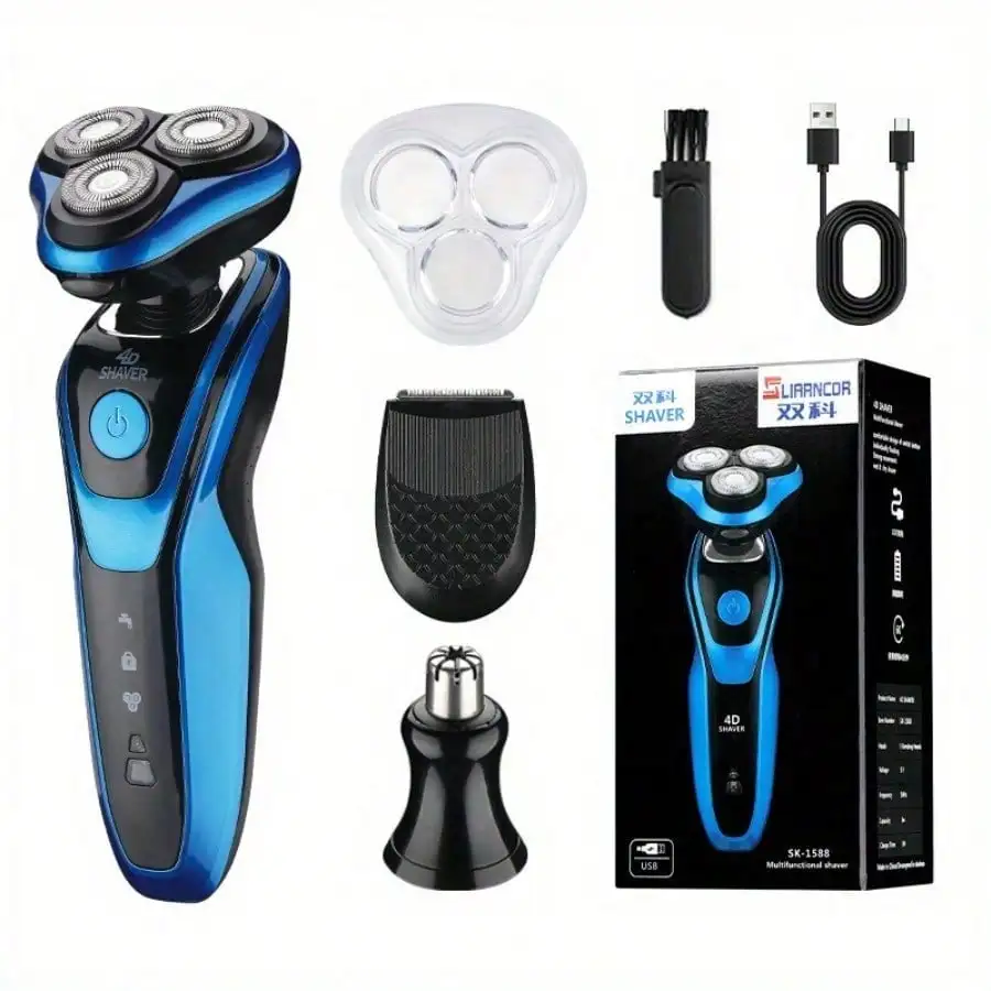3-in-1 Men's Home Shaver and Grooming Kit—a rechargeable shaver featuring precision blades that are durable and easy to clean.
3-in-1 Men's Home Shaver and Grooming Kit—a rechargeable shaver featuring precision blades that are durable and easy to clean.