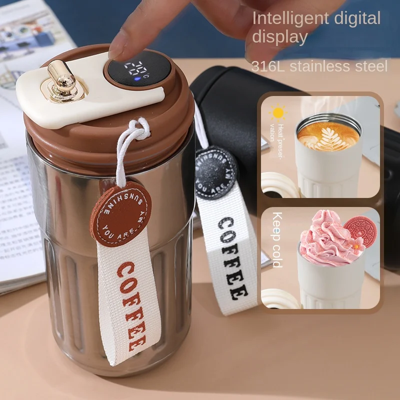 450ml High-end Intelligent Temperature Coffee Cup Thermos Mug 316 Stainless Steel Vacuum Coffee Mugs with Rope Water Bottle
450ml High-end Intelligent Temperature Coffee Cup Thermos Mug 316 Stainless Steel Vacuum Coffee Mugs with Rope Water Bottle