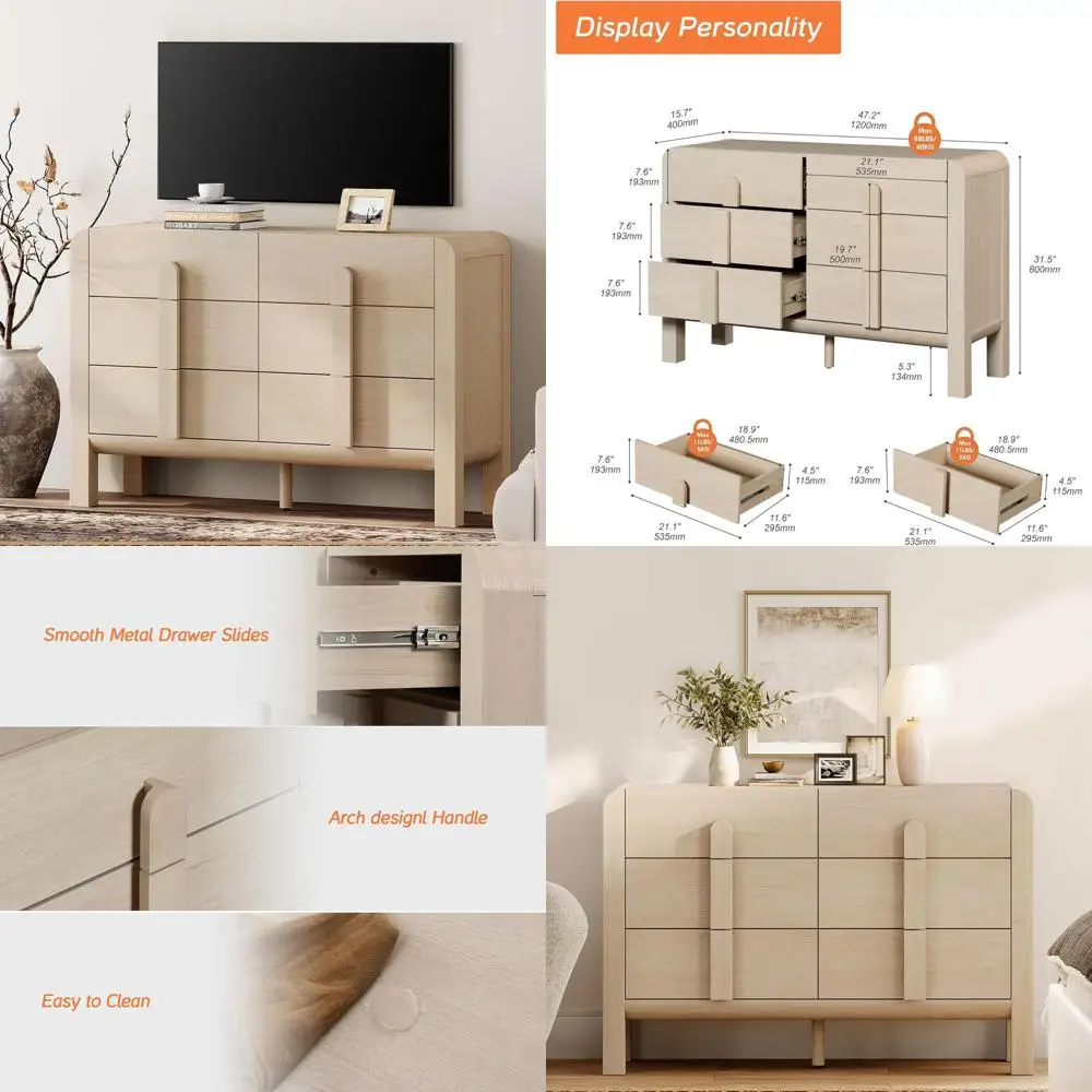 Wide 47.2 Century Style Chest of Drawers with Curved Profile Design for Bedroom, Storage Solutions
Wide 47.2 Century Style Chest of Drawers with Curved Profile Design for Bedroom, Storage Solutions