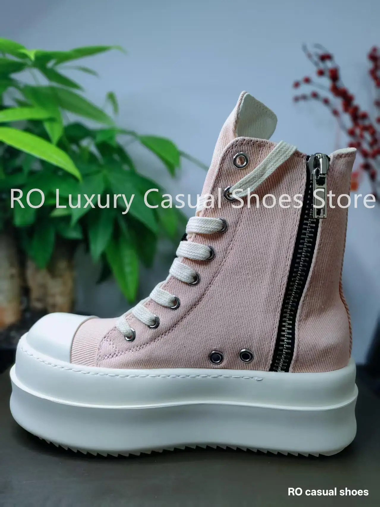 Ro Classic Design Dusty Pink Canvas Female Casual Shoes Thick-Soled High-Top Zipper Lace-Up Men's Sneakers Women's Ankle Boots
Ro Classic Design Dusty Pink Canvas Female Casual Shoes Thick-Soled High-Top Zipper Lace-Up Men's Sneakers Women's Ankle Boots