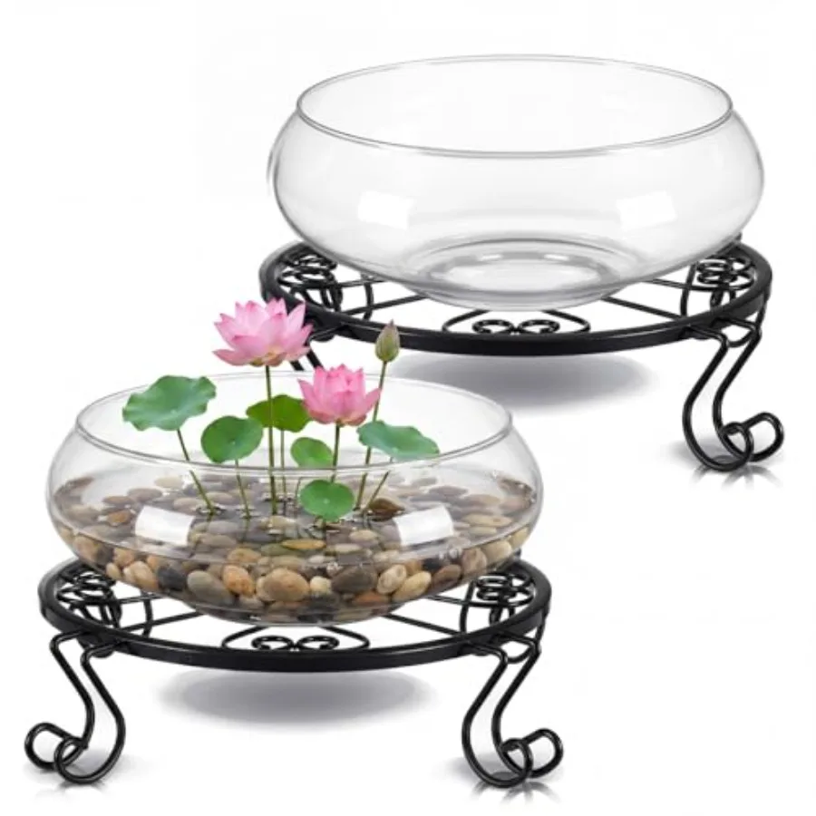 Hydroponic lotus bowl planter set for home office indoors: glass, white, includes base stand and water reservoir for lilies, na
Hydroponic lotus bowl planter set for home office indoors: glass, white, includes base stand and water reservoir for lilies, na