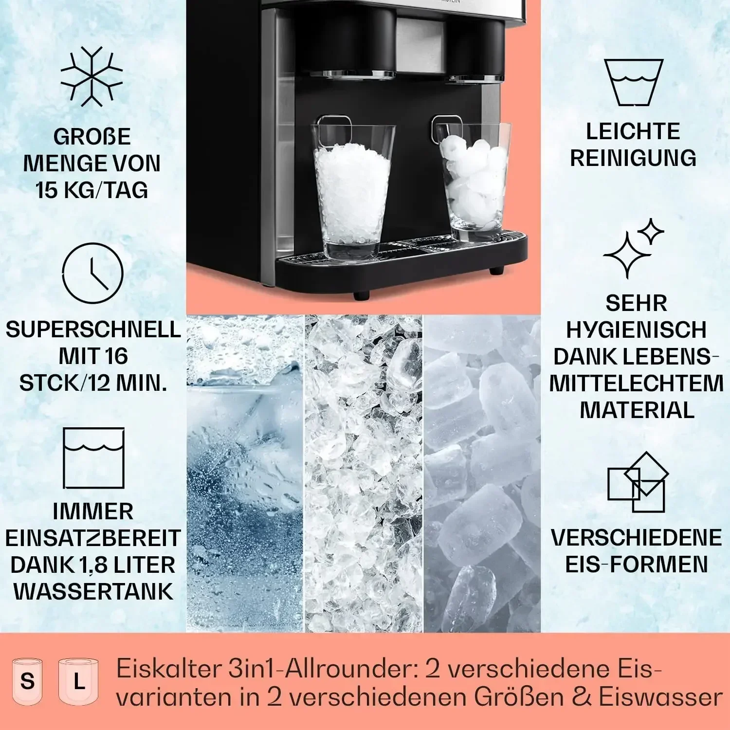HOTNEW Automatic 15kg Portable Ice Maker & crusher 2 Size Ice Cubes Self-Cleaning Ice Making Machine Home Use Party ETL CB CE
HOTNEW Automatic 15kg Portable Ice Maker & crusher 2 Size Ice Cubes Self-Cleaning Ice Making Machine Home Use Party ETL CB CE