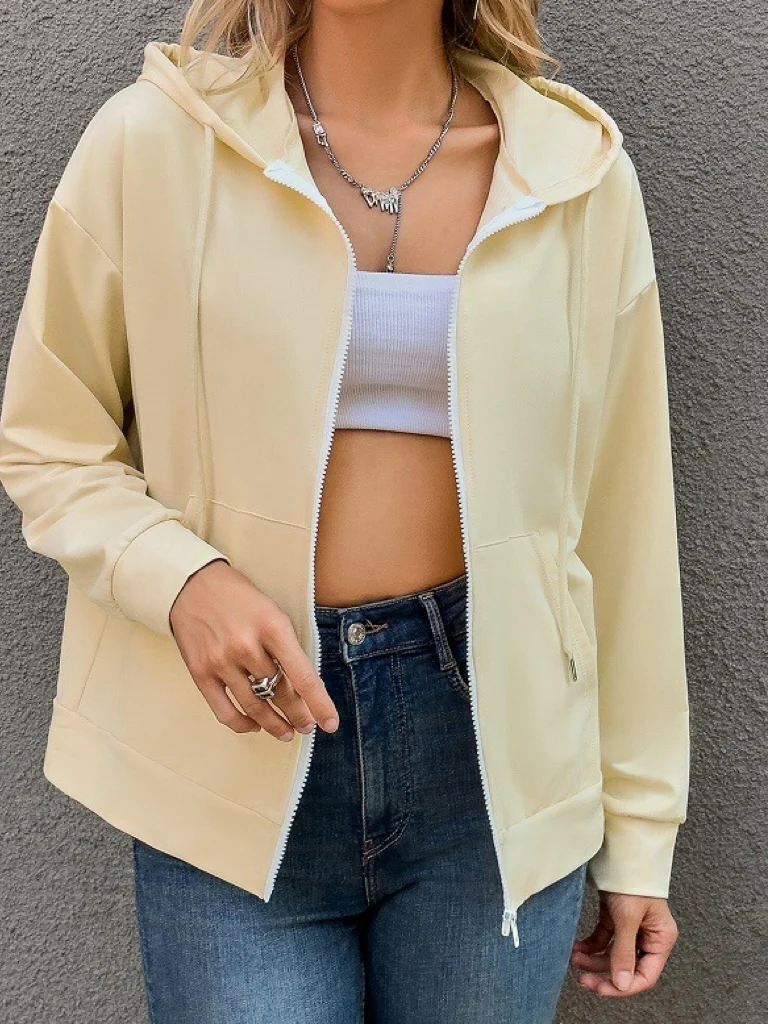 European And American Spring And Autumn Winter New Women's Zipper Solid Color Hoodie Long Sleeve Cardigan Coat Versatile
European And American Spring And Autumn Winter New Women's Zipper Solid Color Hoodie Long Sleeve Cardigan Coat Versatile
