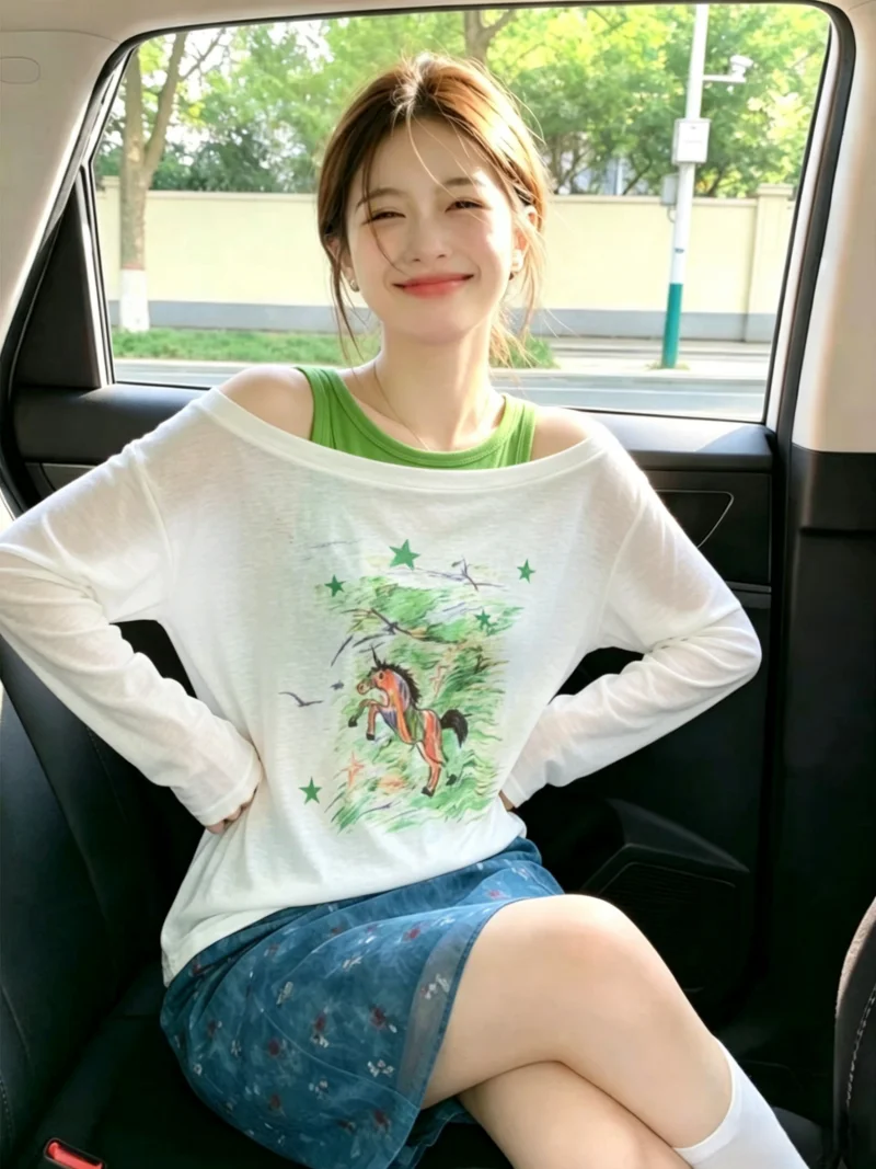Sun Protection Long Sleeve T-Shirt Women's Summer Style Inner Wear Tank Top Cartoon Print Commute Korean Straight Cut Silk
Sun Protection Long Sleeve T-Shirt Women's Summer Style Inner Wear Tank Top Cartoon Print Commute Korean Straight Cut Silk