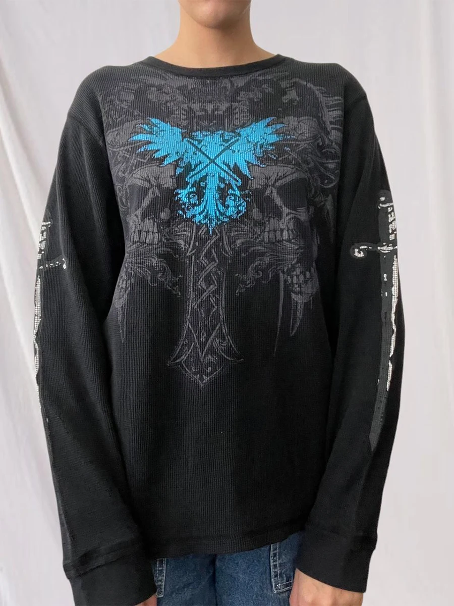Fashion Women's Sweatshirts Long Sleeve Basic T-shirt Casual Loose Gothic Long Sword Print Pullover Tops for Club Streetwear
Fashion Women's Sweatshirts Long Sleeve Basic T-shirt Casual Loose Gothic Long Sword Print Pullover Tops for Club Streetwear