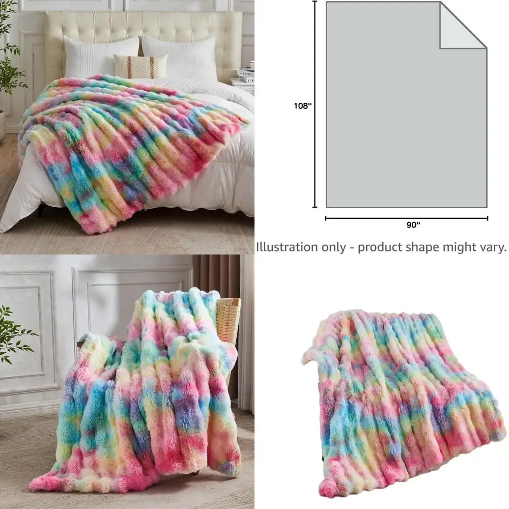 Rainbow King Size Faux Fur Blanket - Plush Shaggy Fluffy Rabbit Cozy Cover, 108x90
Rainbow King Size Faux Fur Blanket - Plush Shaggy Fluffy Rabbit Cozy Cover, 108x90