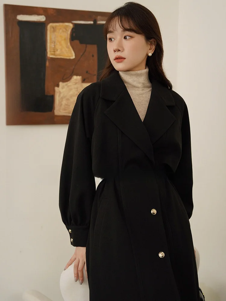 Bla Long Loose Woolen Coat Women's Winter Hepburn Sle Ele Small Size Tailored Lapel Coat Briti Sle Commute
Bla Long Loose Woolen Coat Women's Winter Hepburn Sle Ele Small Size Tailored Lapel Coat Briti Sle Commute