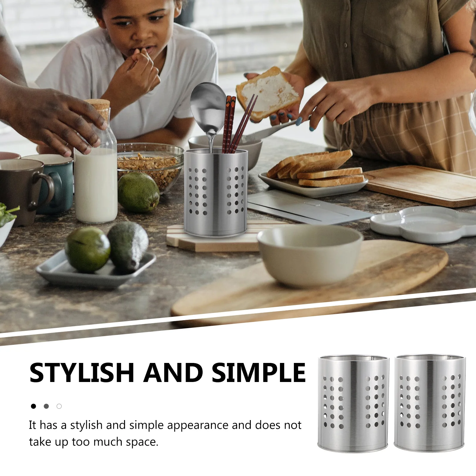 2pcs Stainless Steel Tableware Storage Barrel Kitchen Organizer Utensil Holder Chopstick Container Space Saving Practical
2pcs Stainless Steel Tableware Storage Barrel Kitchen Organizer Utensil Holder Chopstick Container Space Saving Practical