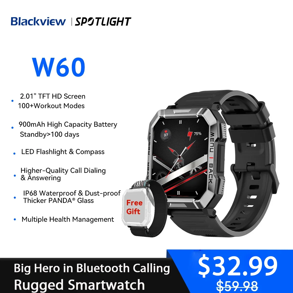 Blackview W60 2024 новые умные часы 2,01 дюйма HD дисплей TFT прочные умные часы для улицы с аварийным освещением Bluetooth вызовы
Blackview W60 2024 новые умные часы 2,01 дюйма HD дисплей TFT прочные умные часы для улицы с аварийным освещением Bluetooth вызовы