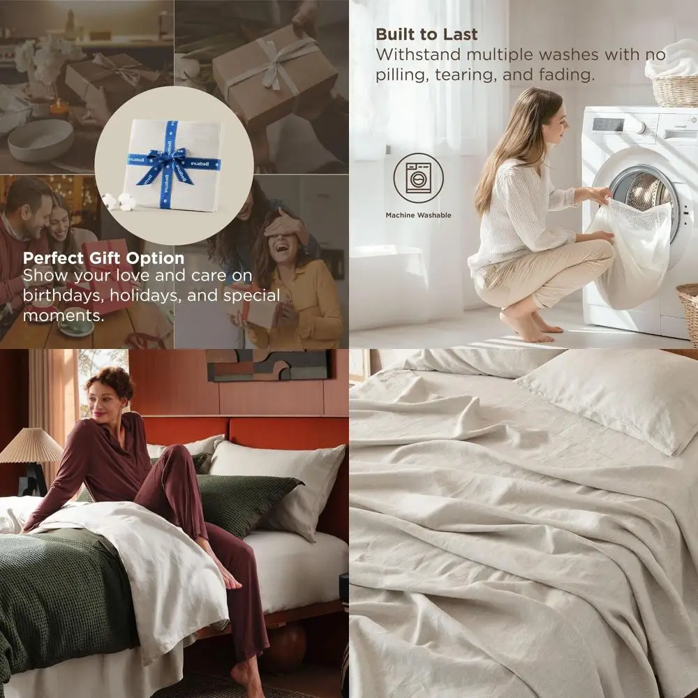 Комплект постельного белья из льна и хлопка размера Queen, дышащий, 4 предмета, идеальный подарок на все сезоны
Комплект постельного белья из льна и хлопка размера Queen, дышащий, 4 предмета, идеальный подарок на все сезоны