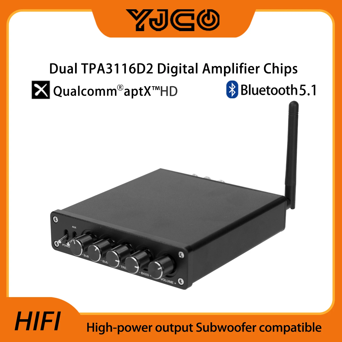 YJCO D210B TPA3116 Subwoofer Audio Amplifier 2.1 Channel High-Power HiFi Digital Power Home Bluetooth 5.1 Amplifier 100W+50Wx2
YJCO D210B TPA3116 Subwoofer Audio Amplifier 2.1 Channel High-Power HiFi Digital Power Home Bluetooth 5.1 Amplifier 100W+50Wx2