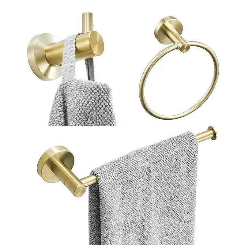 304 Stainless Steel Brushed Gold Bathroom Accessories Set - Rustproof Robe Hooks, Towel, Toilet Paper Holder
304 Stainless Steel Brushed Gold Bathroom Accessories Set - Rustproof Robe Hooks, Towel, Toilet Paper Holder