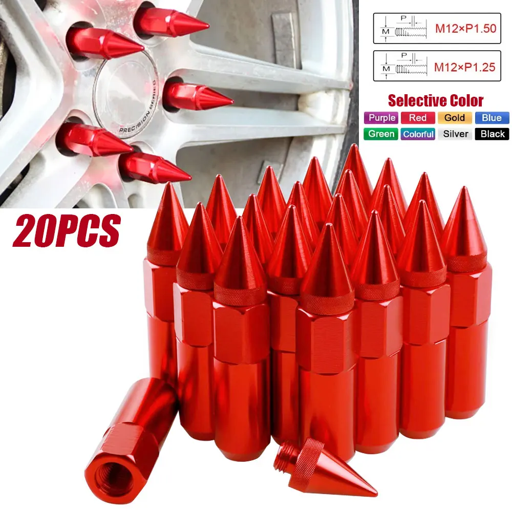 20 шт. удлиненные гайки с шипами для гонок — M12x1,5/M12x1,25 из алюминиевого сплава (60 мм) в разных вариантах цвета 
20 шт. удлиненные гайки с шипами для гонок — M12x1,5/M12x1,25 из алюминиевого сплава (60 мм) в разных вариантах цвета