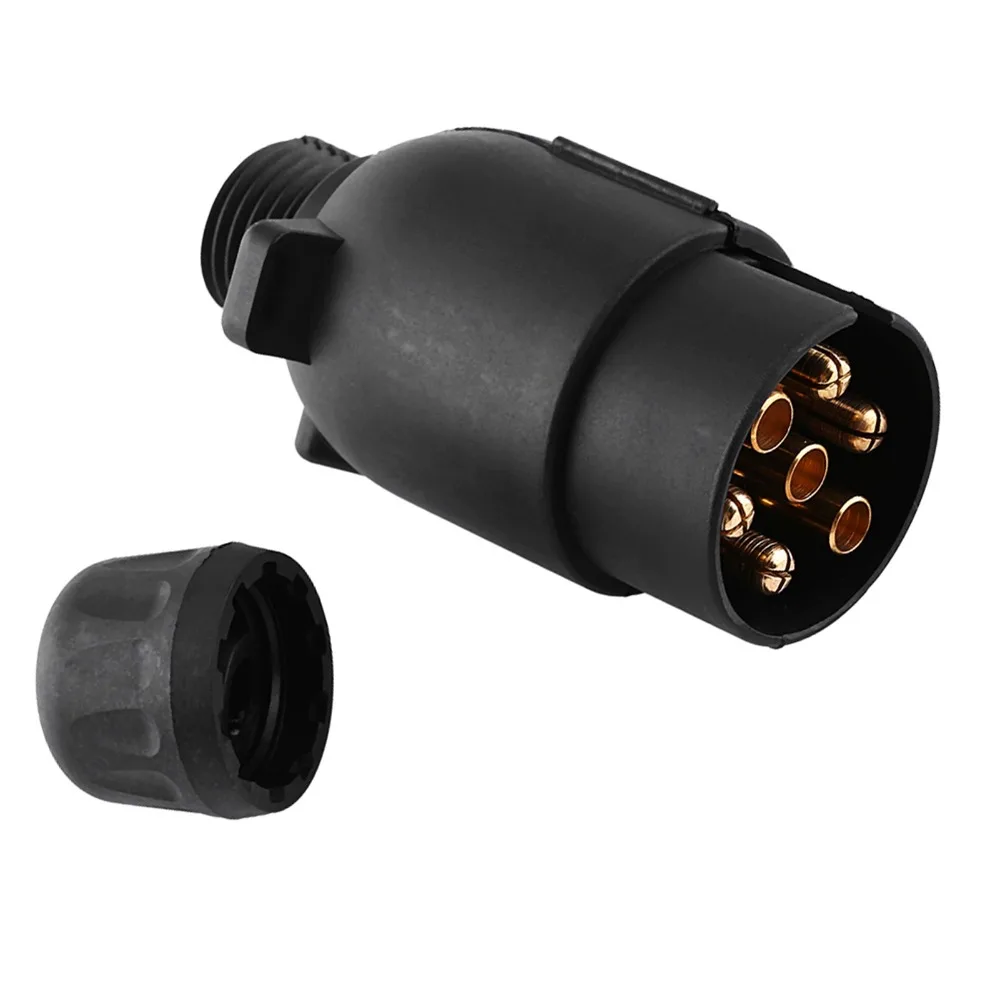 ABS+Brass Electric Trailer Plug Black 7-Pin / 7-Way / 7-Pole Trailer Plug Adapter Universal Copper Pins
ABS+Brass Electric Trailer Plug Black 7-Pin / 7-Way / 7-Pole Trailer Plug Adapter Universal Copper Pins