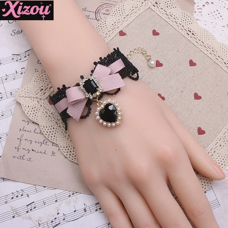 Japanese handmade sweet mass-produced jewelry bow lace love rhinestone pendant bracelet light lo jewelry lolita accessorie women
Japanese handmade sweet mass-produced jewelry bow lace love rhinestone pendant bracelet light lo jewelry lolita accessorie women