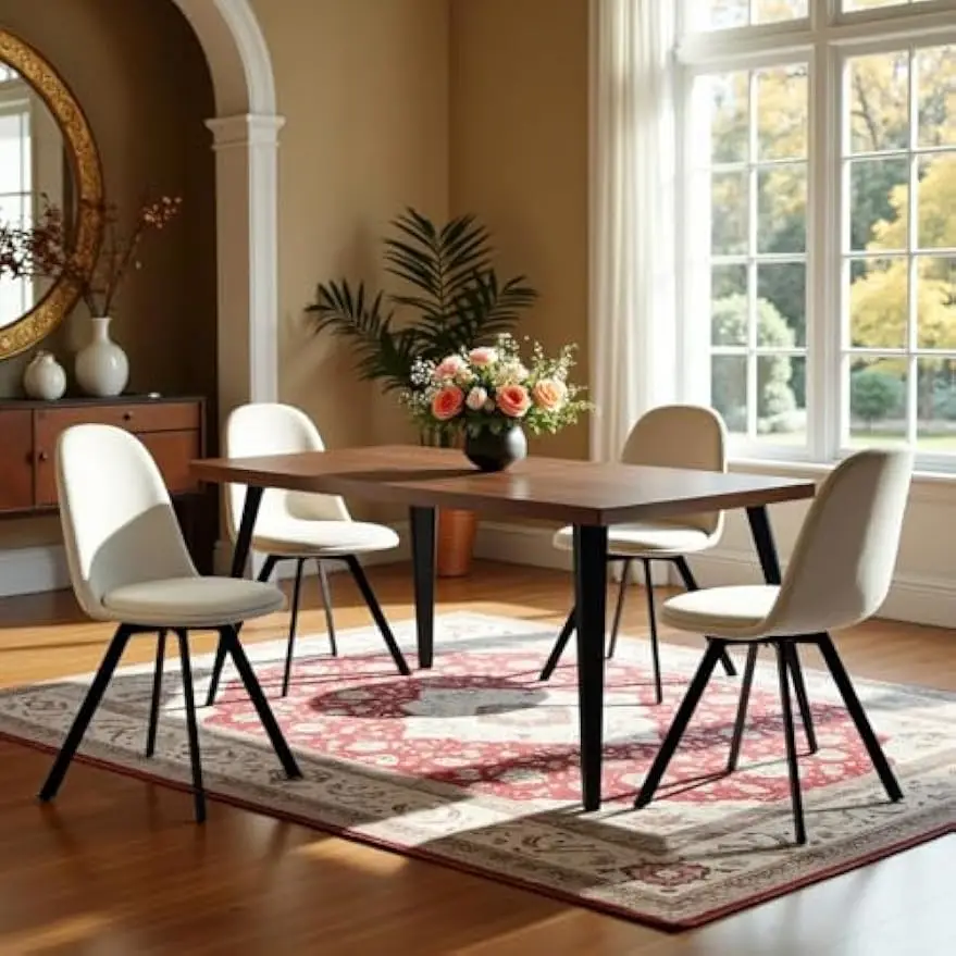 HomyCasa 5-Piece Mid-Century Dining Set, 63" Rectangular Table & 4 Swivel Upholstered Chairs (Fabric/Suede), Sturdy Metal Frame,
HomyCasa 5-Piece Mid-Century Dining Set, 63" Rectangular Table & 4 Swivel Upholstered Chairs (Fabric/Suede), Sturdy Metal Frame,