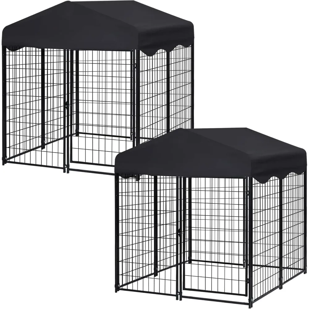 Heavy Duty Outdoor Dog House - Large Kennel with Roof, 4'L x 4'W x 4.5'H - Black Dog Crate with Cover, 2 Set
Heavy Duty Outdoor Dog House - Large Kennel with Roof, 4'L x 4'W x 4.5'H - Black Dog Crate with Cover, 2 Set