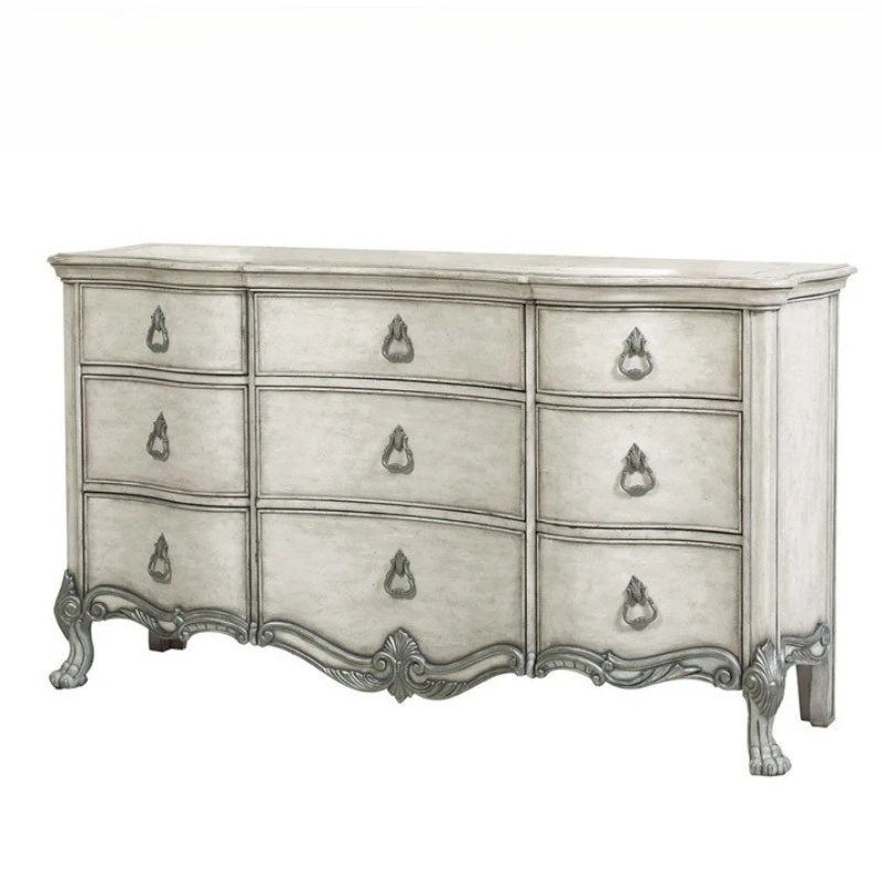 European neoclassical solid wood chest, retro old carved nine chest
European neoclassical solid wood chest, retro old carved nine chest