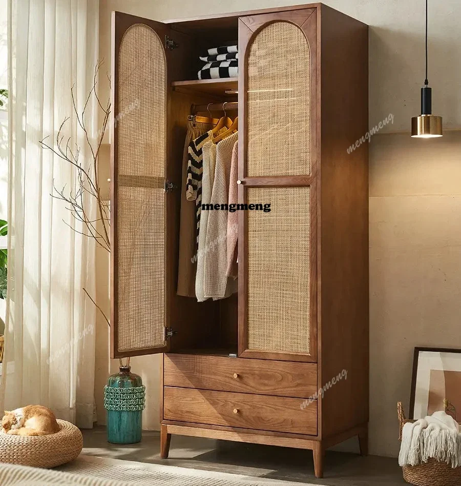 Nordic Solid Wood Rattan Wardrobes Japanese Retro Small-sized Bedroom Living Room Cabinets Simple Storage Furniture Kast JT40W
Nordic Solid Wood Rattan Wardrobes Japanese Retro Small-sized Bedroom Living Room Cabinets Simple Storage Furniture Kast JT40W