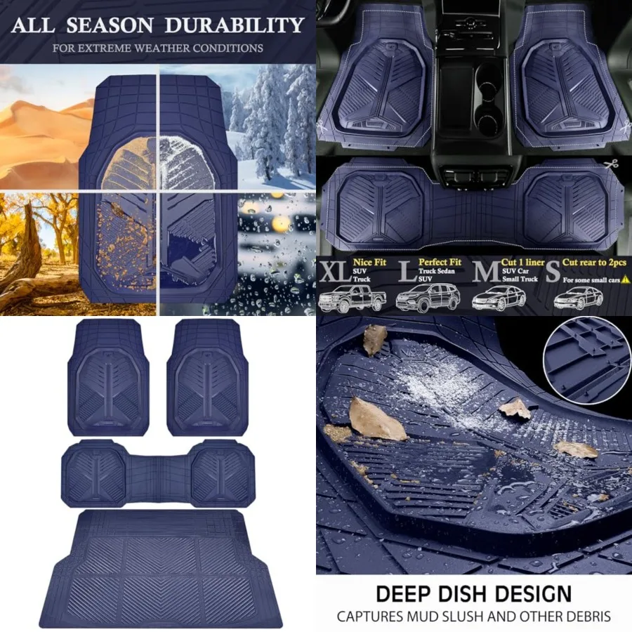 Heavy Duty Rubber Car Mats with Cargo Liner, Deep-Dish Car Floor Mats and Trunk Mat All Weather, Universal Trim-to-Fit for SUVs Trucks Sedans, Waterproof Anti-Slip, Trimmable V12 Blue
Heavy Duty Rubber Car Mats with Cargo Liner, Deep-Dish Car Floor Mats and Trunk Mat All Weather, Universal Trim-to-Fit for SUVs Trucks Sedans, Waterproof Anti-Slip, Trimmable V12 Blue