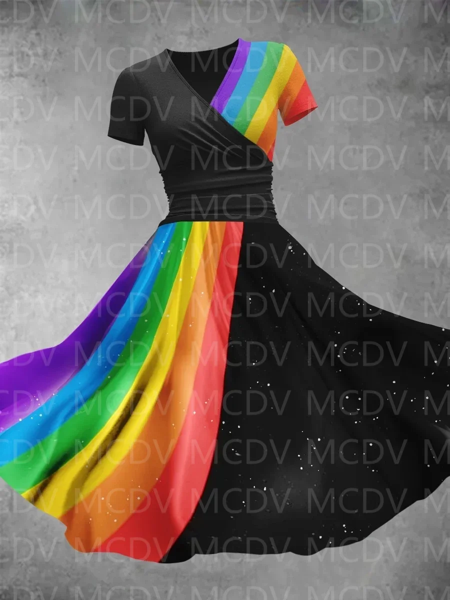 Women's Rainbow Collage Art Maxi Dress 3D Printed Sexy V-neck Dress Female Dresses
Women's Rainbow Collage Art Maxi Dress 3D Printed Sexy V-neck Dress Female Dresses