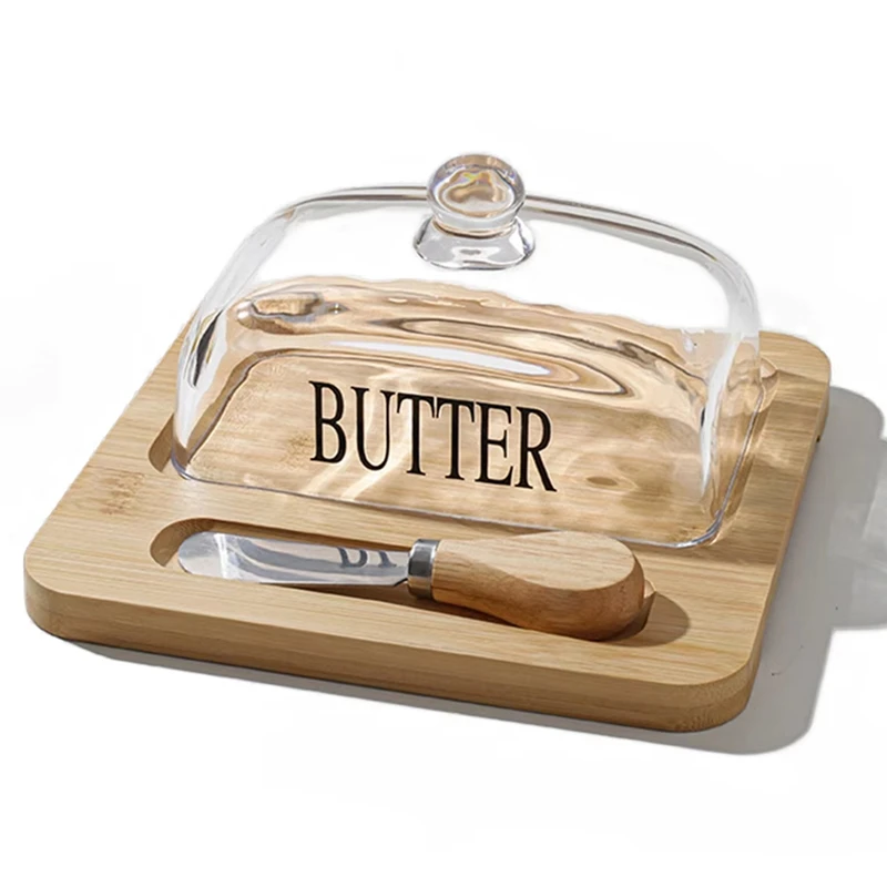 ABRW-Elegant Nordic Style Butter Dish With Lid, Wooden Tray & Glass Cover - Stylish Kitchen Accessory With Butter Cutter
ABRW-Elegant Nordic Style Butter Dish With Lid, Wooden Tray & Glass Cover - Stylish Kitchen Accessory With Butter Cutter