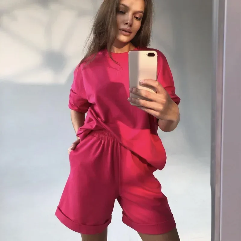Green Suit Shorts with T-shirt for Women and Top Loose Oversize 100% Cotton Summer Two Piece Set Women Classic Tracksuit Casual
Green Suit Shorts with T-shirt for Women and Top Loose Oversize 100% Cotton Summer Two Piece Set Women Classic Tracksuit Casual