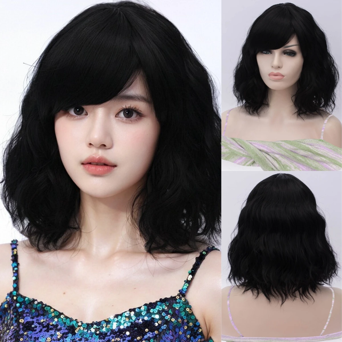 Women's Synthetic Short Black Curly Wig with Side Bangs For White Lady Daily WearHigh Tempreture Fiber
Women's Synthetic Short Black Curly Wig with Side Bangs For White Lady Daily WearHigh Tempreture Fiber