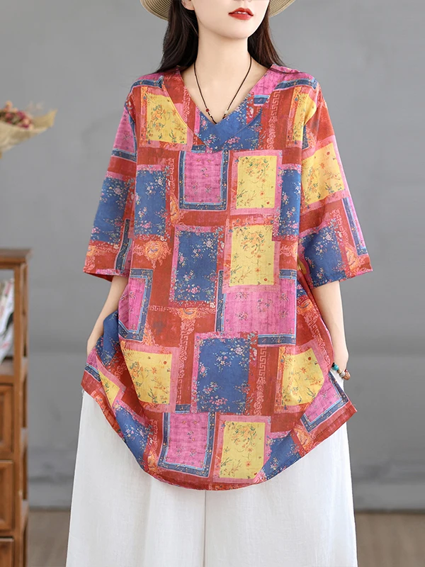 Casual Linen Print Top Vintage Loose V-neck Mid-length Artistic Shirt Dress Summer 2026 Women's Casual Style Fashion Trend
Casual Linen Print Top Vintage Loose V-neck Mid-length Artistic Shirt Dress Summer 2026 Women's Casual Style Fashion Trend