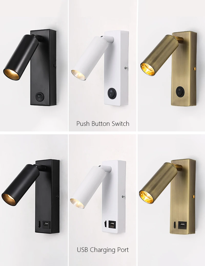 New Led Wall Lamp Sconce with Switch Black Brass Creative USB Port Reading Wall Lamp with 3W Spotlight for Bedroom Bedside
New Led Wall Lamp Sconce with Switch Black Brass Creative USB Port Reading Wall Lamp with 3W Spotlight for Bedroom Bedside