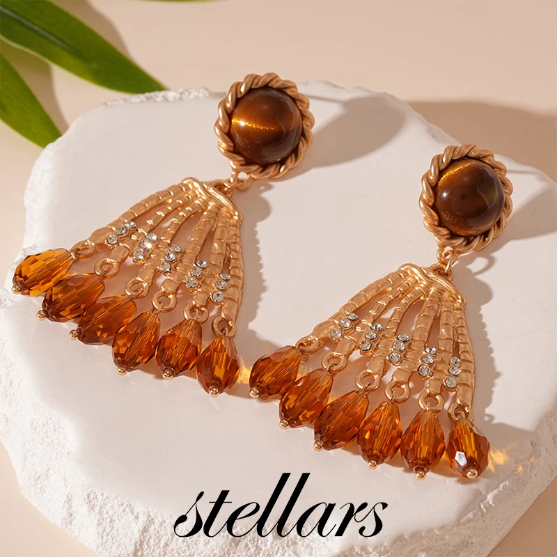 Tiger's Eye Crystal Tassel Earrings with Inlaid Diamond Silver Stud Vintage Niche Elegant High-End Women's Jewelry
Tiger's Eye Crystal Tassel Earrings with Inlaid Diamond Silver Stud Vintage Niche Elegant High-End Women's Jewelry